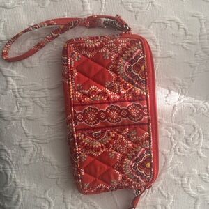 Vera Bradley Red Patterned Quilted Wristlet